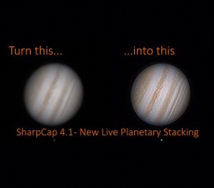 Live planetary stacking included in SharpCap 4.1