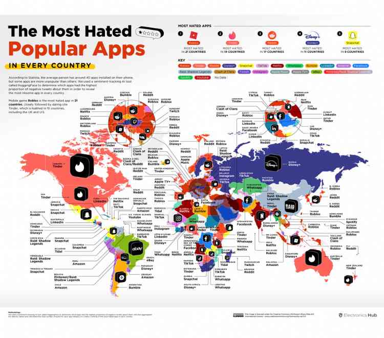Most hated apps in every country