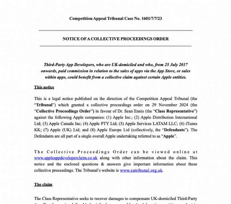 A UK class action against Apple