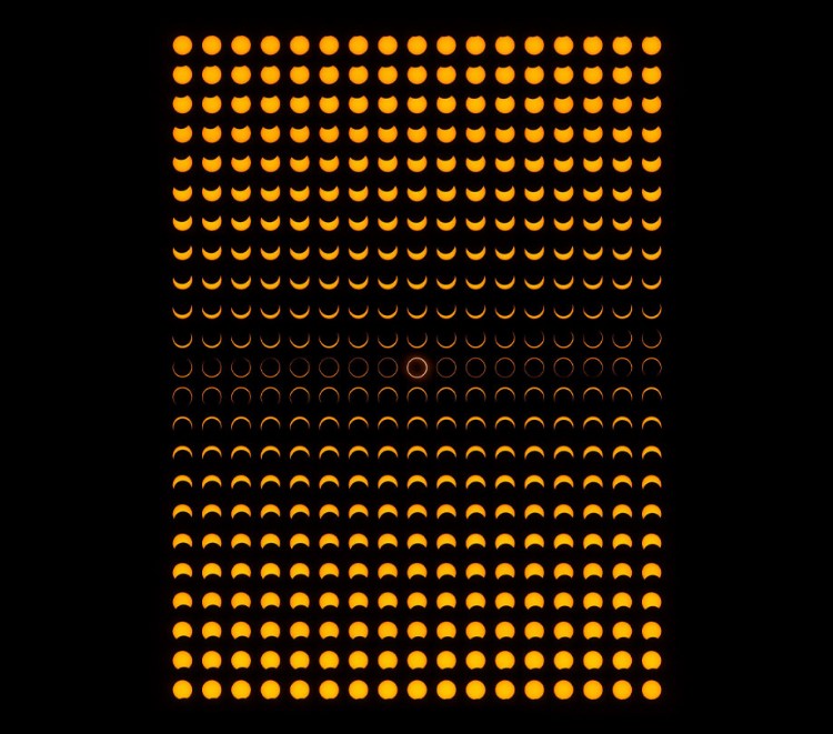 A sequence of images showing the progress of an annular eclipse