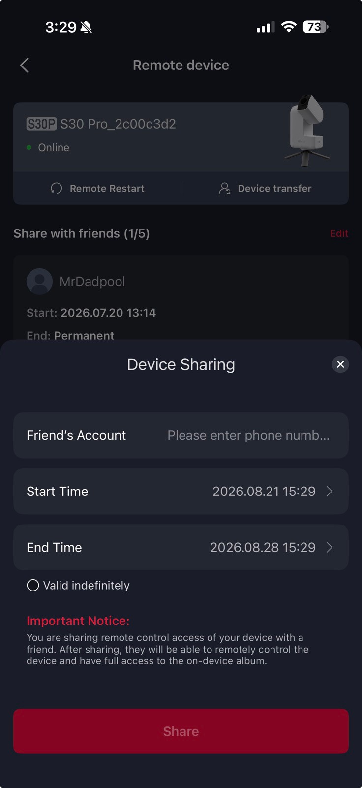 Adding a friend to use your Seestar s50 Pro in the zwo telescope network