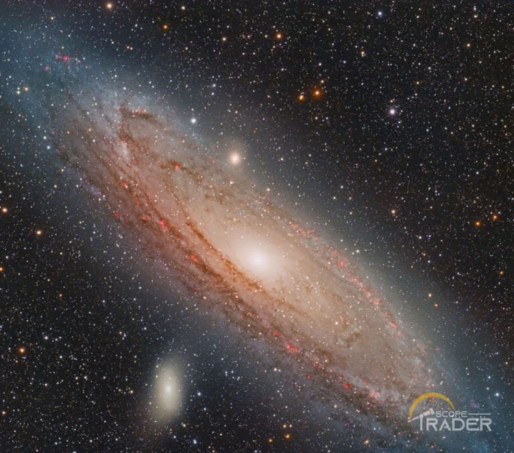 Andromeda Galaxy with its two smaller companion galaxies