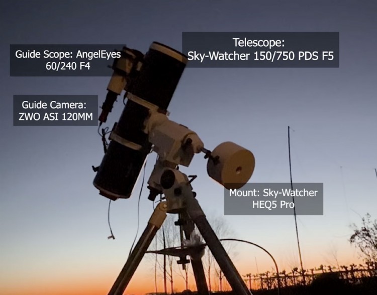 Astronomy equipment used to capture video of 3I Atlas from DudeLovesSpace