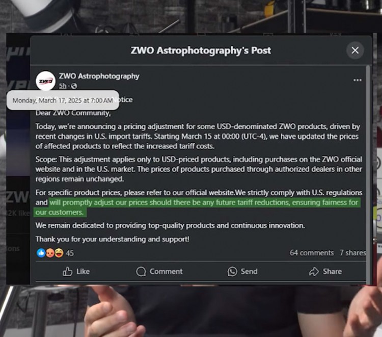 Astrophotography equipment rises in price