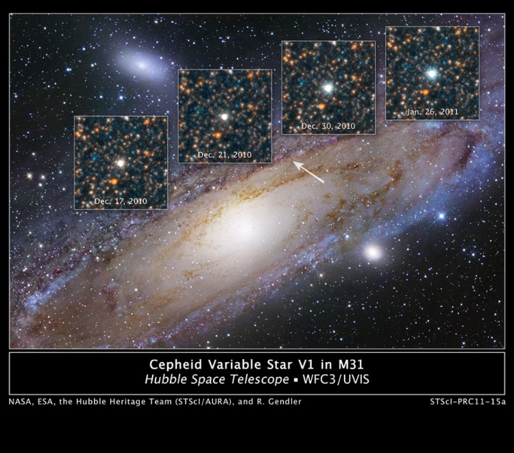 Cepheid Variable Star V1 in Andromeda Galaxy