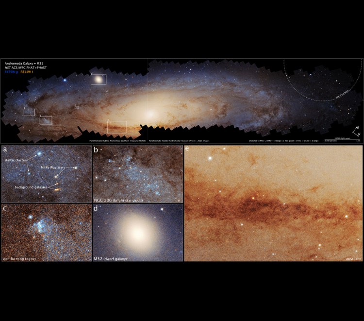 Compass and Scale Image of M31 PHAT PHAST Mosaic