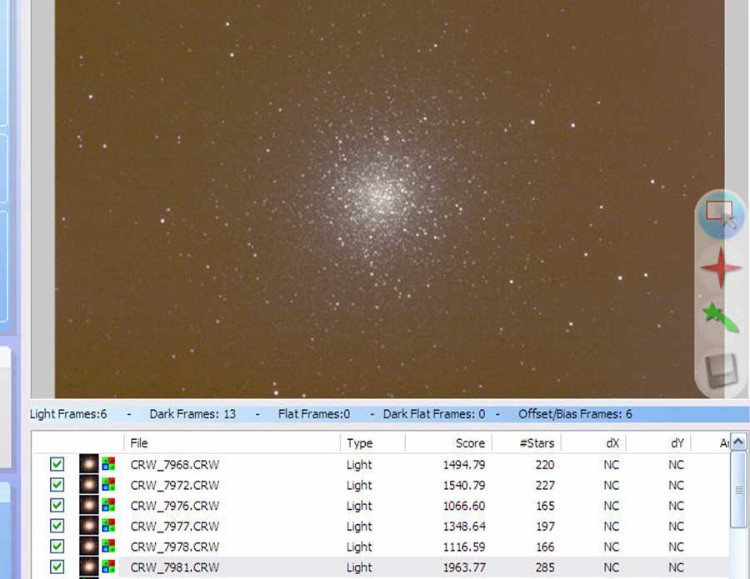 DeepSkyStacker Screenshot Stacking