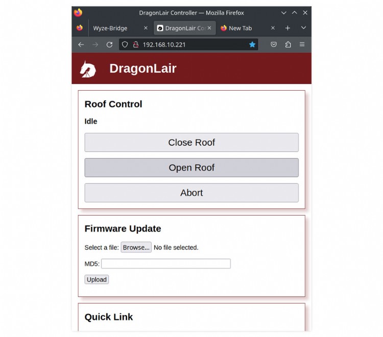 Dragon Lair web interface