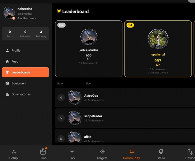 Ekos Live leaderboard relelase