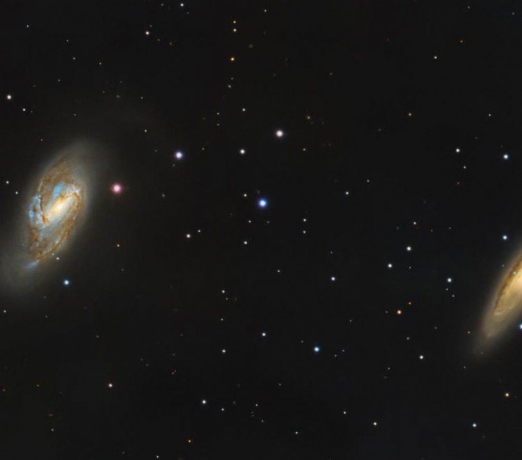 Galaxy Pair M65 and M66 crop of Leo Triplet image Jeff Fishman