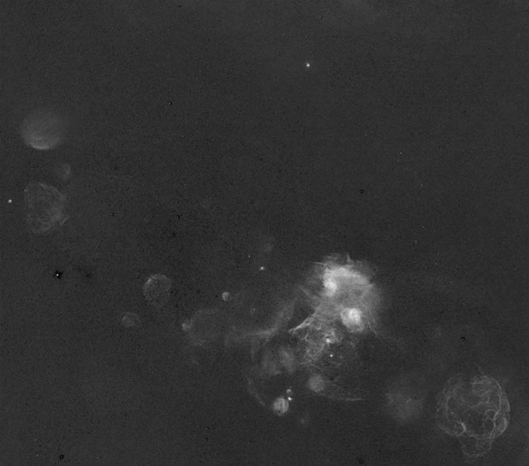 Perseus and auriga area in h alpha red filter supernova