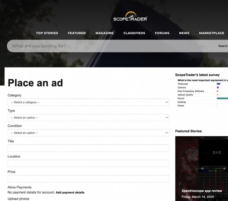 Place your ad on Scopetrader