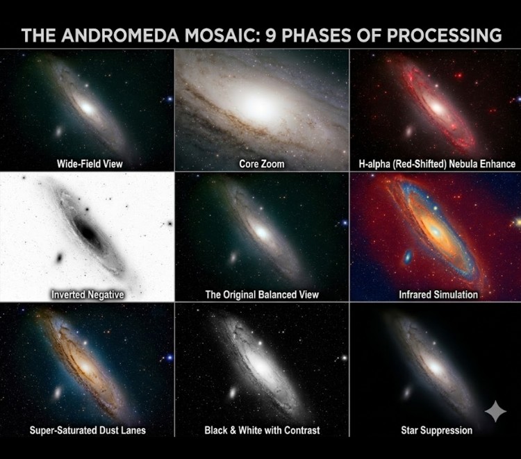 Processing Andromeda galaxy 9 ways ScopeTrader