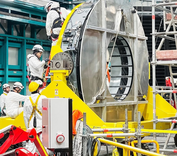 Rubin Observatorys secondary mirror is installed onto the telescope