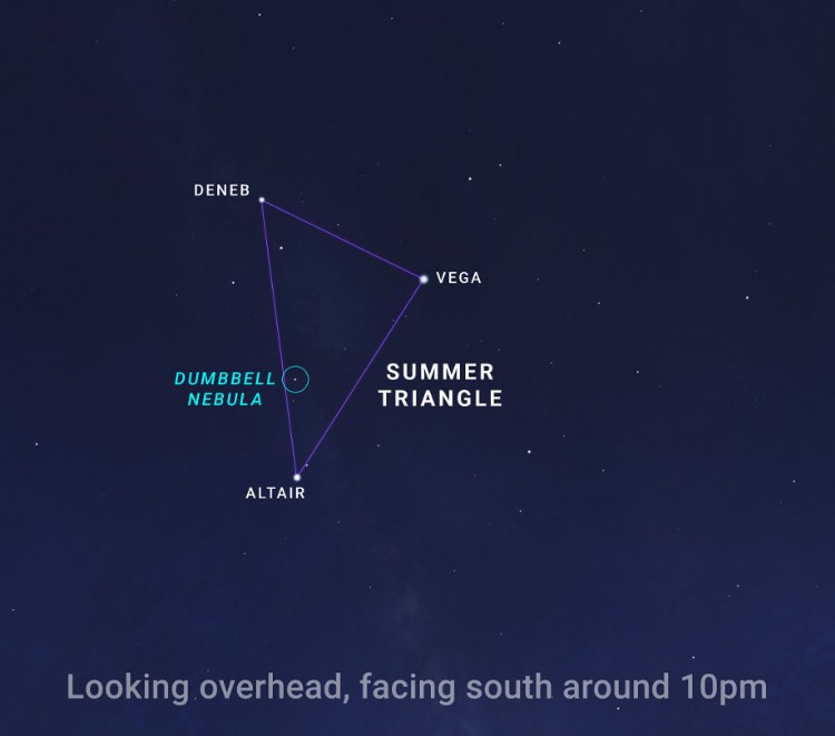 Sky chart showing the Summer Triangle asterism