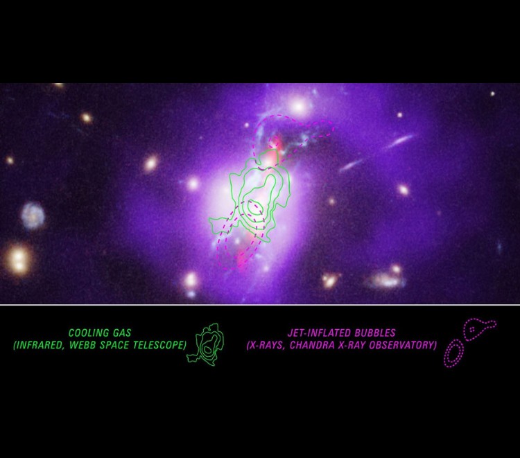 Spectroscopic data collected overlayed on an image of the Phoenix cluster