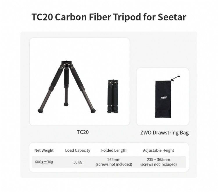 TC20 Carbon Fiber Tripod for Seestar
