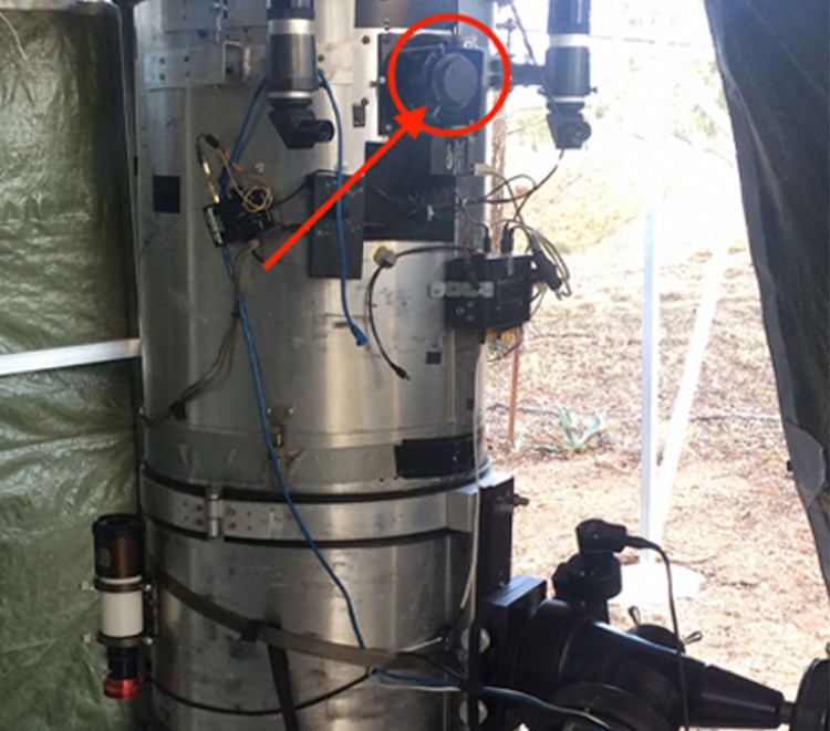 Telescope with IDS industrial camera uEye XCP in the eyepiece tube