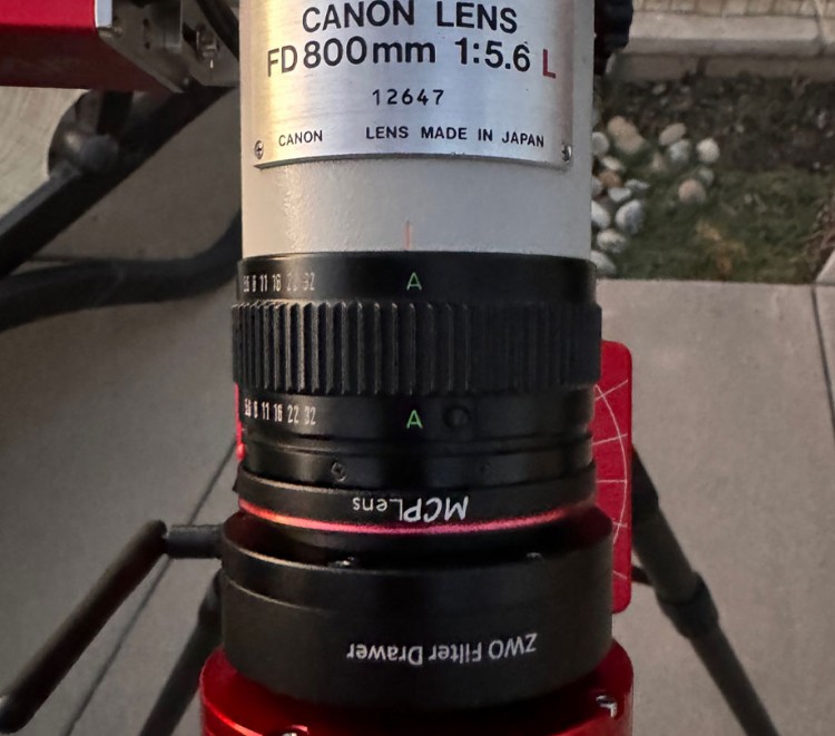 The MCPLens Canon FD lens adapter works with T48 or T2 astrophotography cameras