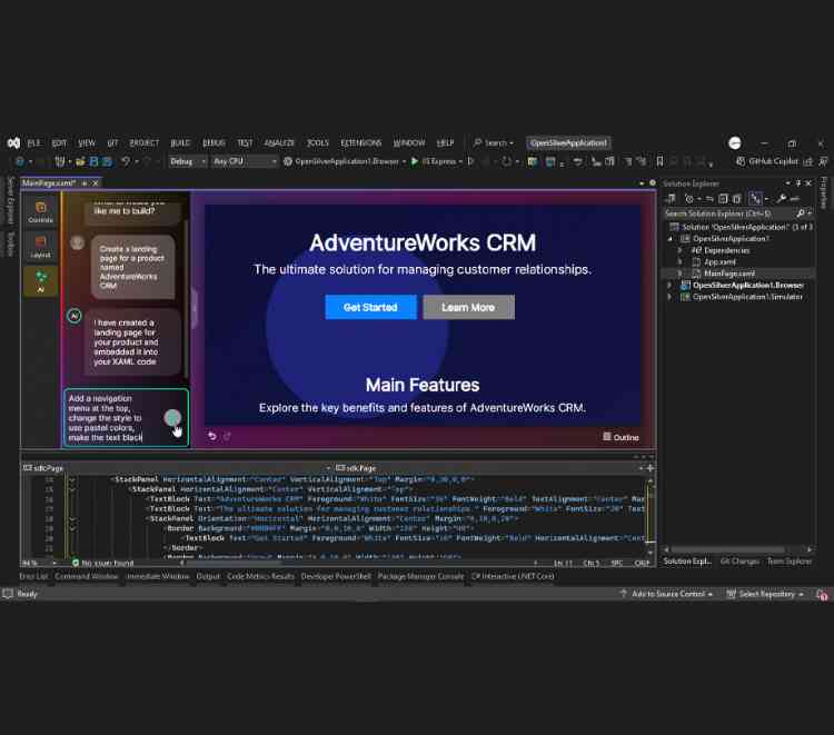 The new AI powered UI designer in Visual Studio 2022
