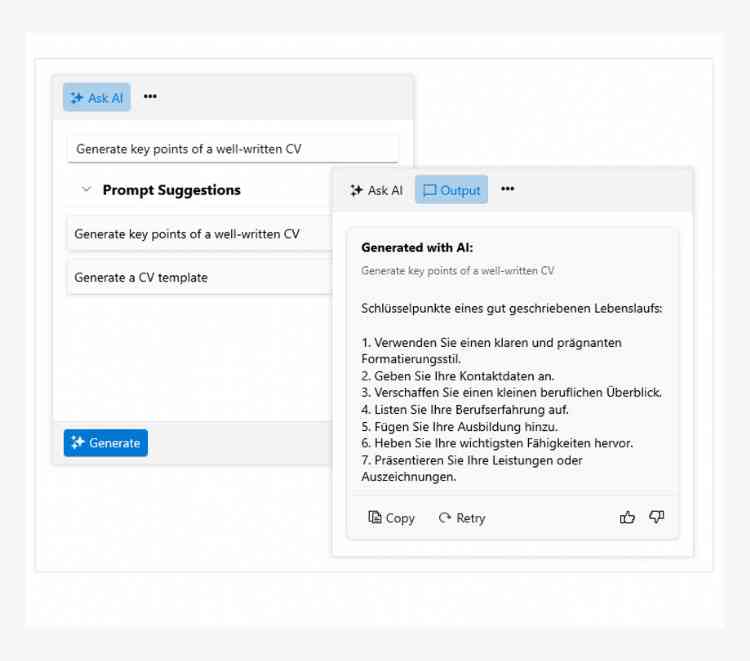 UI components for generative AI integration