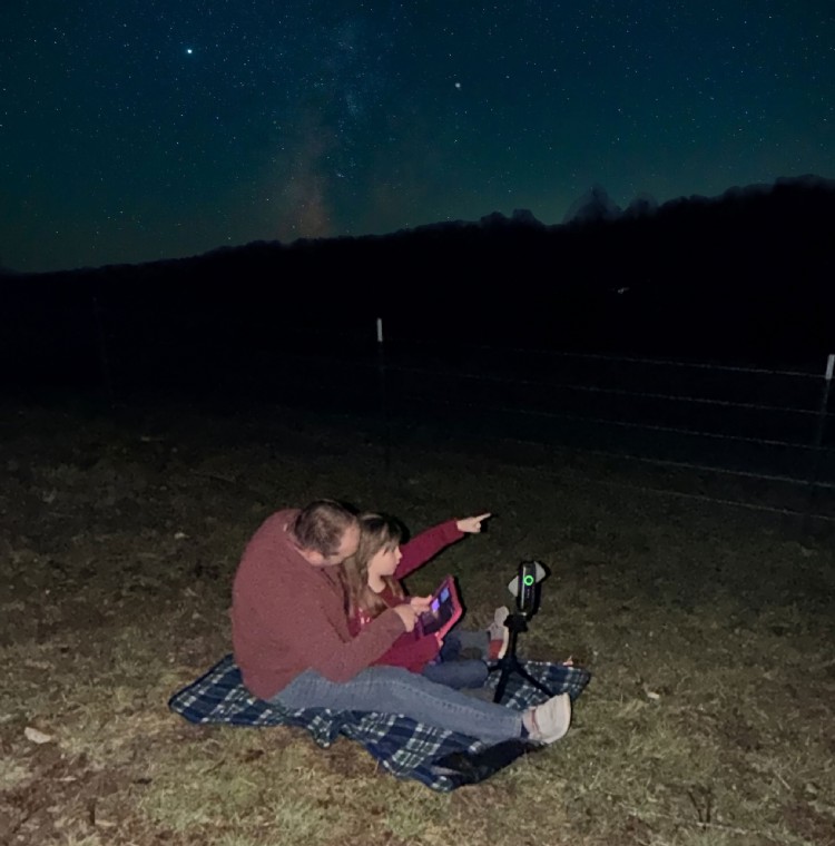 Using the DWARF mini telescope Trey Abbe and Daughter