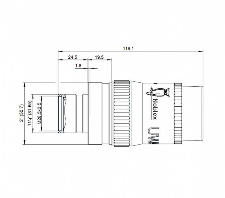 Wire drawing of NOBLEX ultra wide angle anastigmatic eyepiece ScopeTrader