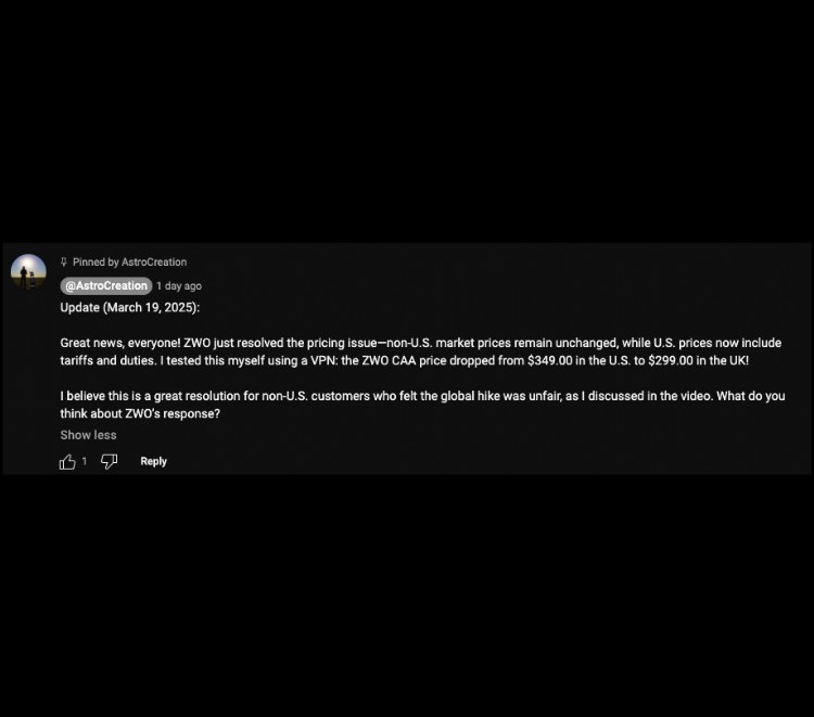 ZWOs price policy update and localization