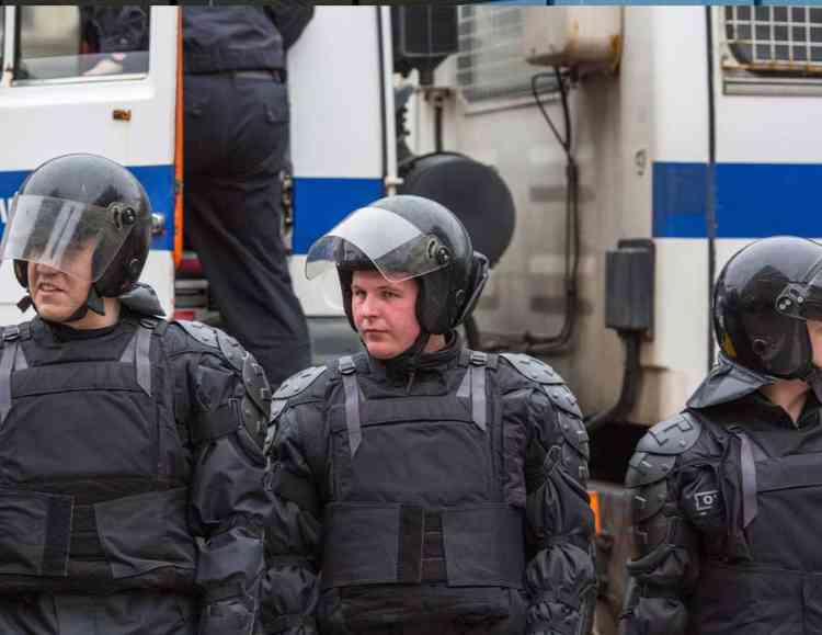 group of armored officers