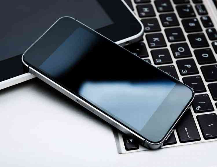 keyboard with phone and tablet mac