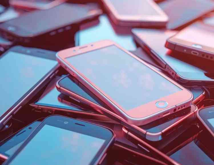 pile of older smart phones