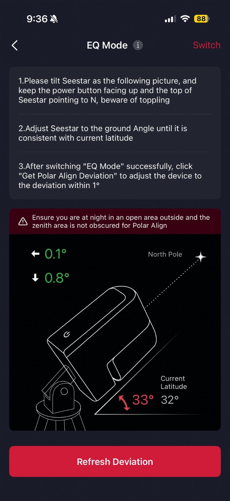 seestar eq mode app screen