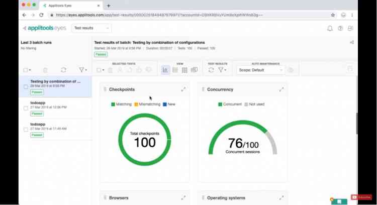 test batch summary view   ultrafast grid   applitools