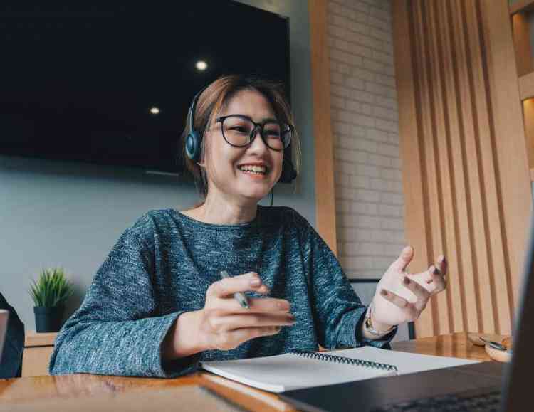 woman attending a virtual conference