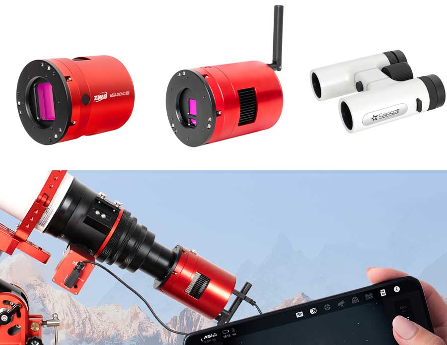 ASI585MM Air, ASI4400MC Pro and Seestar Binoculars arrive